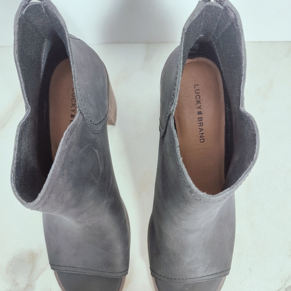 Lucky Brand Theria Black Leather Open Toe Booties Ankle Boots, 8.5 - Picture 6 of 14